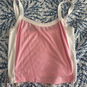 SHEIN Pink and White Sleeveless Crop Camisole